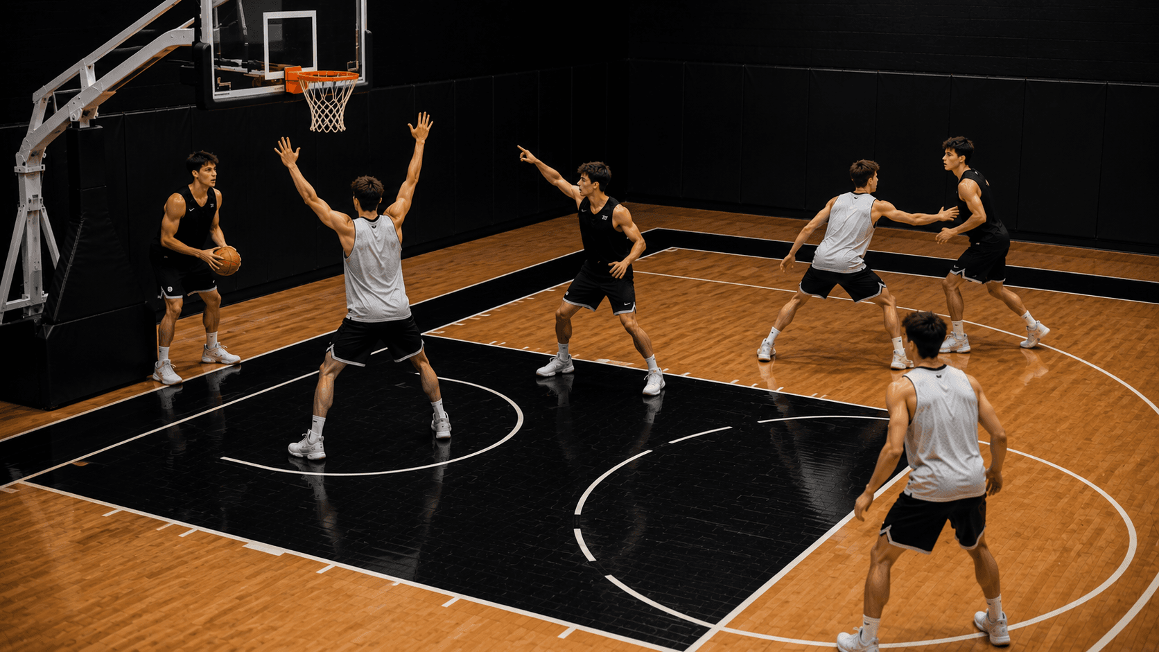 Equipos de baloncesto sacando desde el fondo en una jugada BLOB