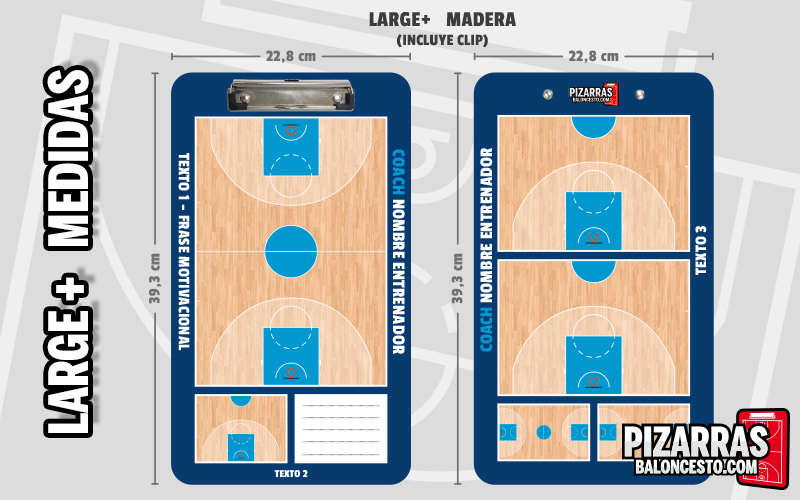 Pizarra táctica baloncesto personalizada LARGE+ Medidas