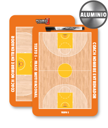 Pizarra de Baloncesto PREMIUM Aluminio 23x32 cm CON LOGO -   Pizarras táctica personalizables para entrenadores