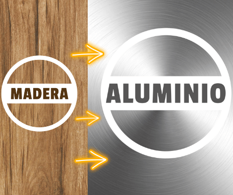 de madera a aluminio